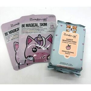 The Creme Shop Unicorn Face Mask X2 & Peach Makeup Removing Wipes 30ct Duo Set